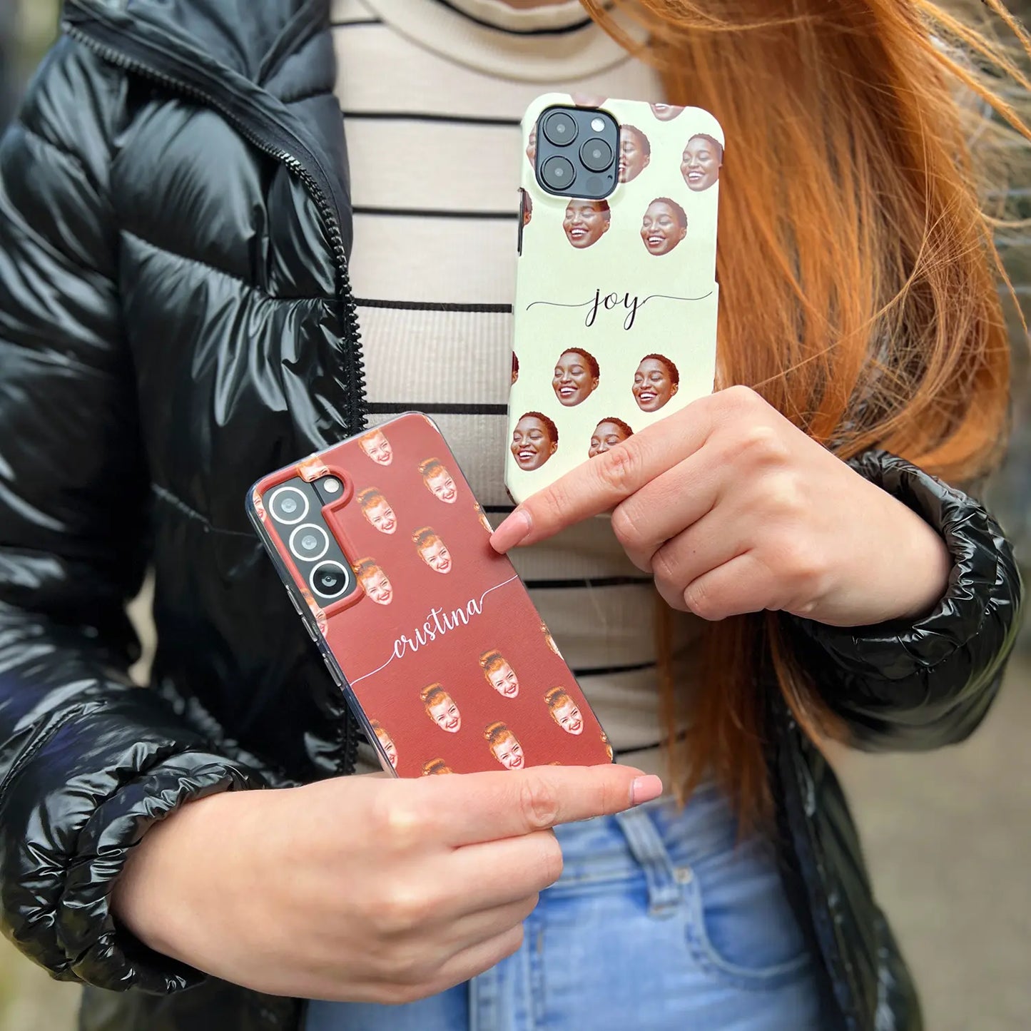 Face & Swirls - Brugerdefineret Galaxy S-etui