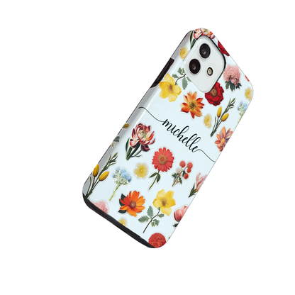 Blomsterklistermærker - Brugerdefineret iPhone-etui