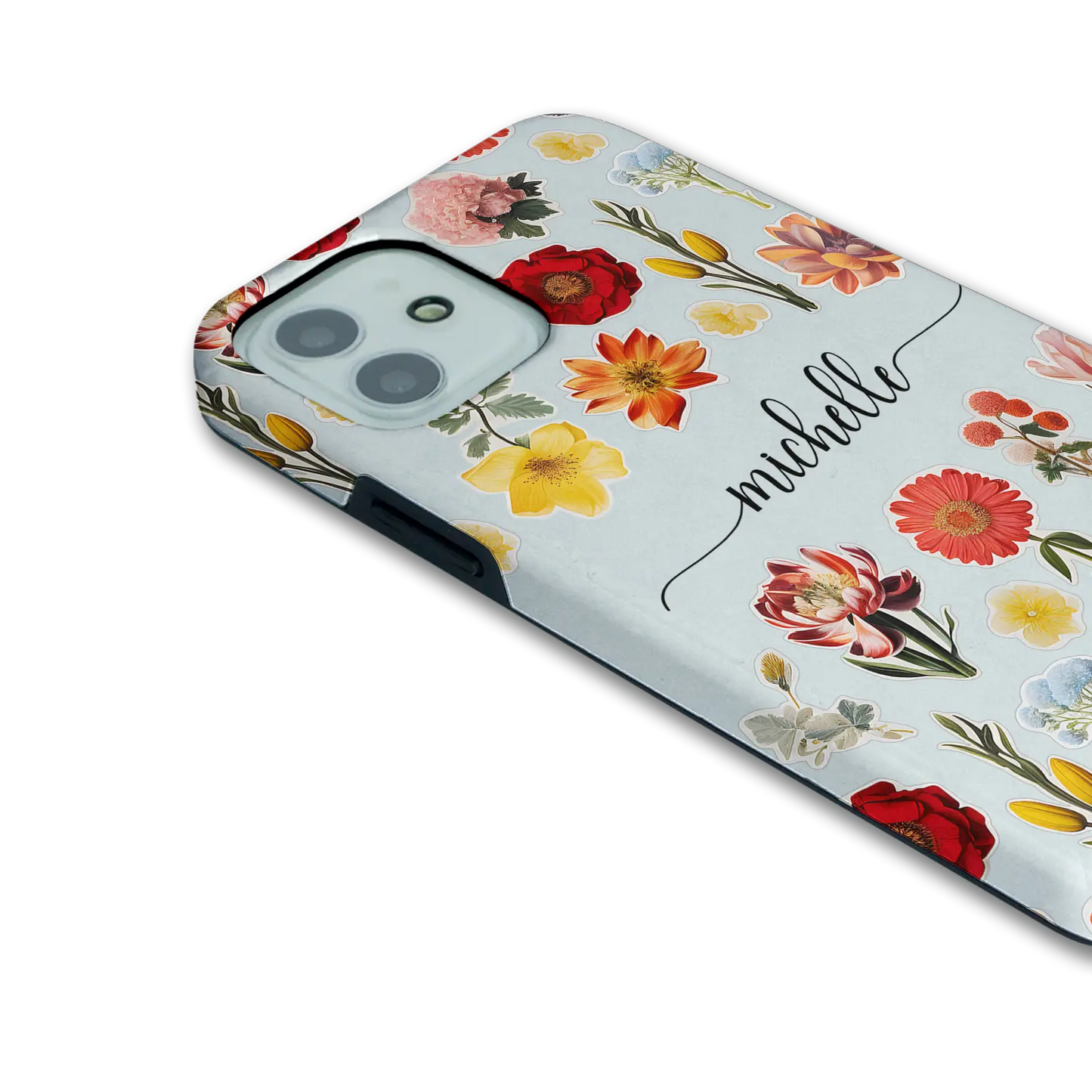 Blomsterklistermærker - Brugerdefineret iPhone-etui