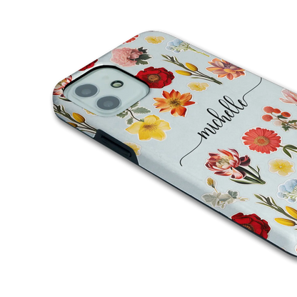 Blomsterklistermærker - Brugerdefineret iPhone-etui